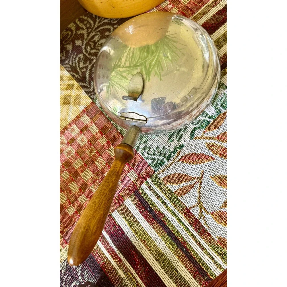 Vintage Stieff Pewter Silent Butler Ash Receiver Bowl with Wood Handle (P20-10)